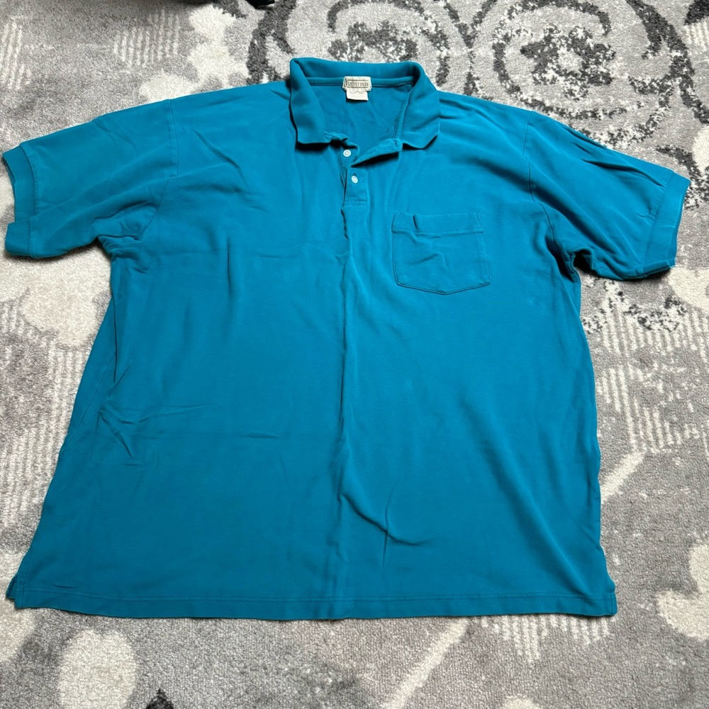 Men’s Vintage Outfitter Teal Cerulean Blue Cotton Polo